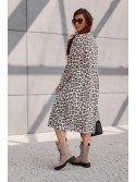 Oversize dress with spots, beige 33133 - Online store - Boutique